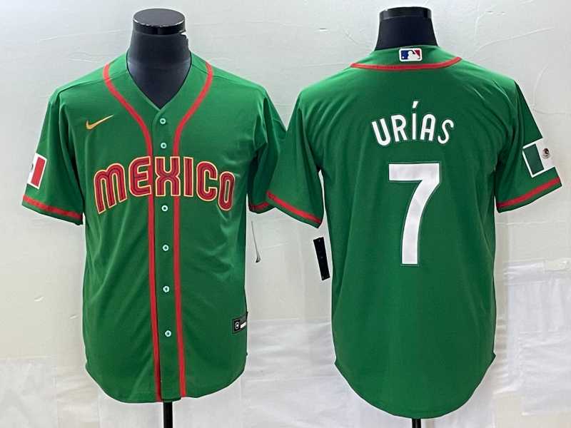Men%27s Mexico Baseball #7 Julio Urias 2023 Green World Classic Stitched Jersey